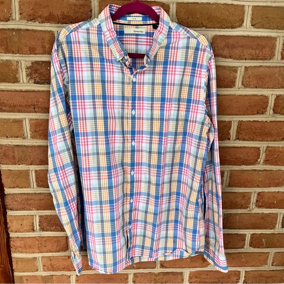 Pastel plaid mens long sleeve dress shirt. XL Slim - Picture 1 of 7